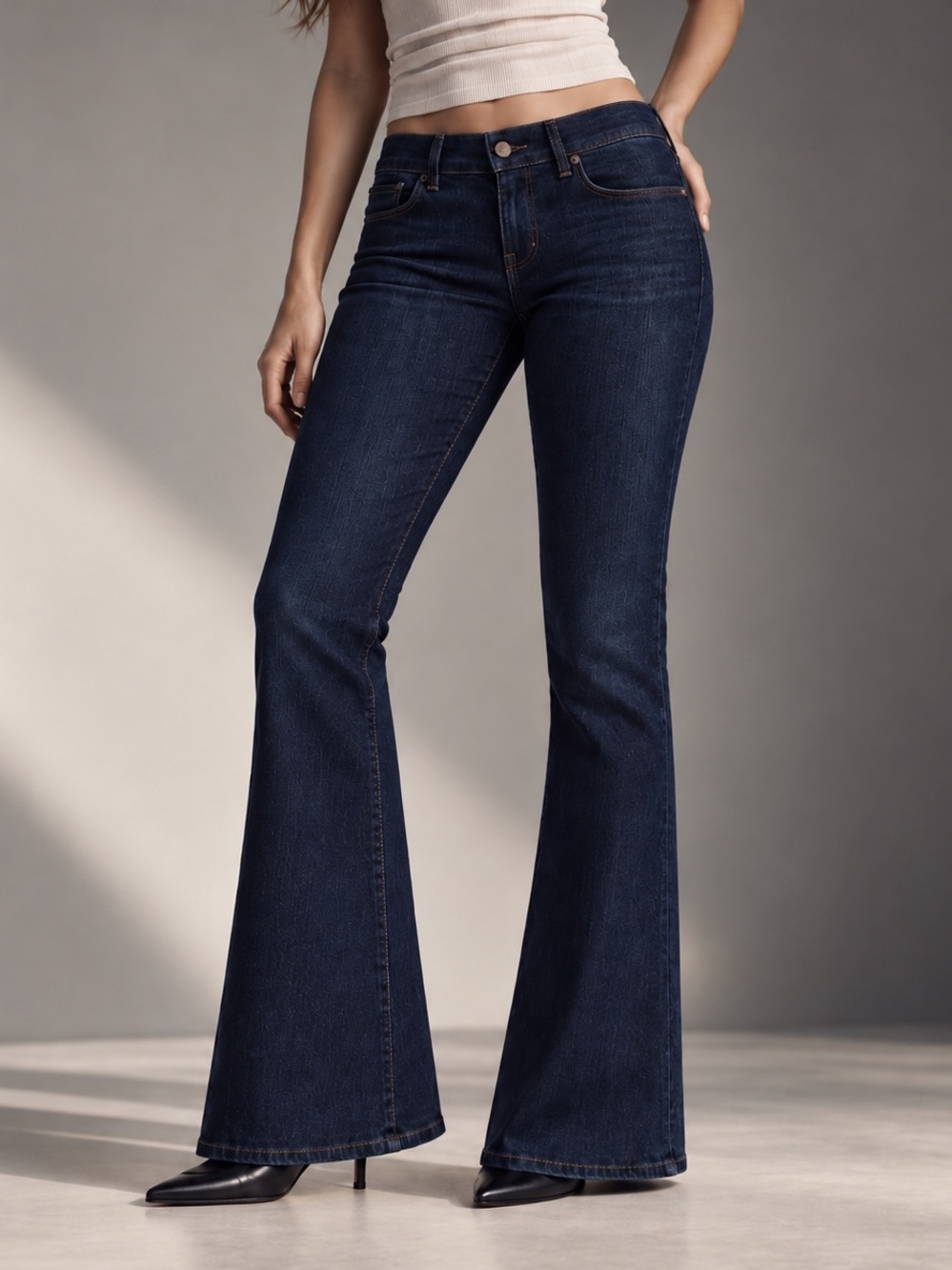 J Brand Lovestory Ink Dark Wash Low Rise Flare Jeans Size 28